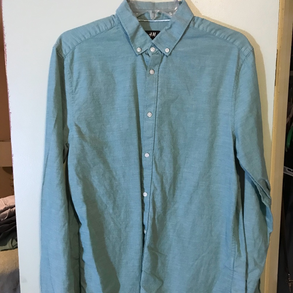 H&M Casual Green Button-Up Shirt